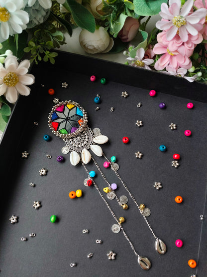 Handmade Navratri Hair Accessories for Women | Traditional Mirror Work Hair Brooch & Boho Hair Jewellery