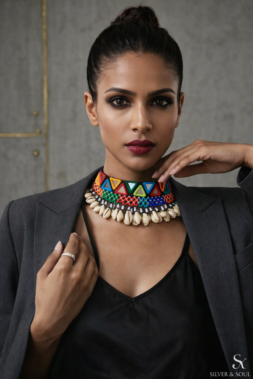 Navratri Mirror Work Cowrie Shell Jewellery Set | Traditional Gujarati Garba Jewellery | Handcrafted Navratri Choker Necklace & Earrings