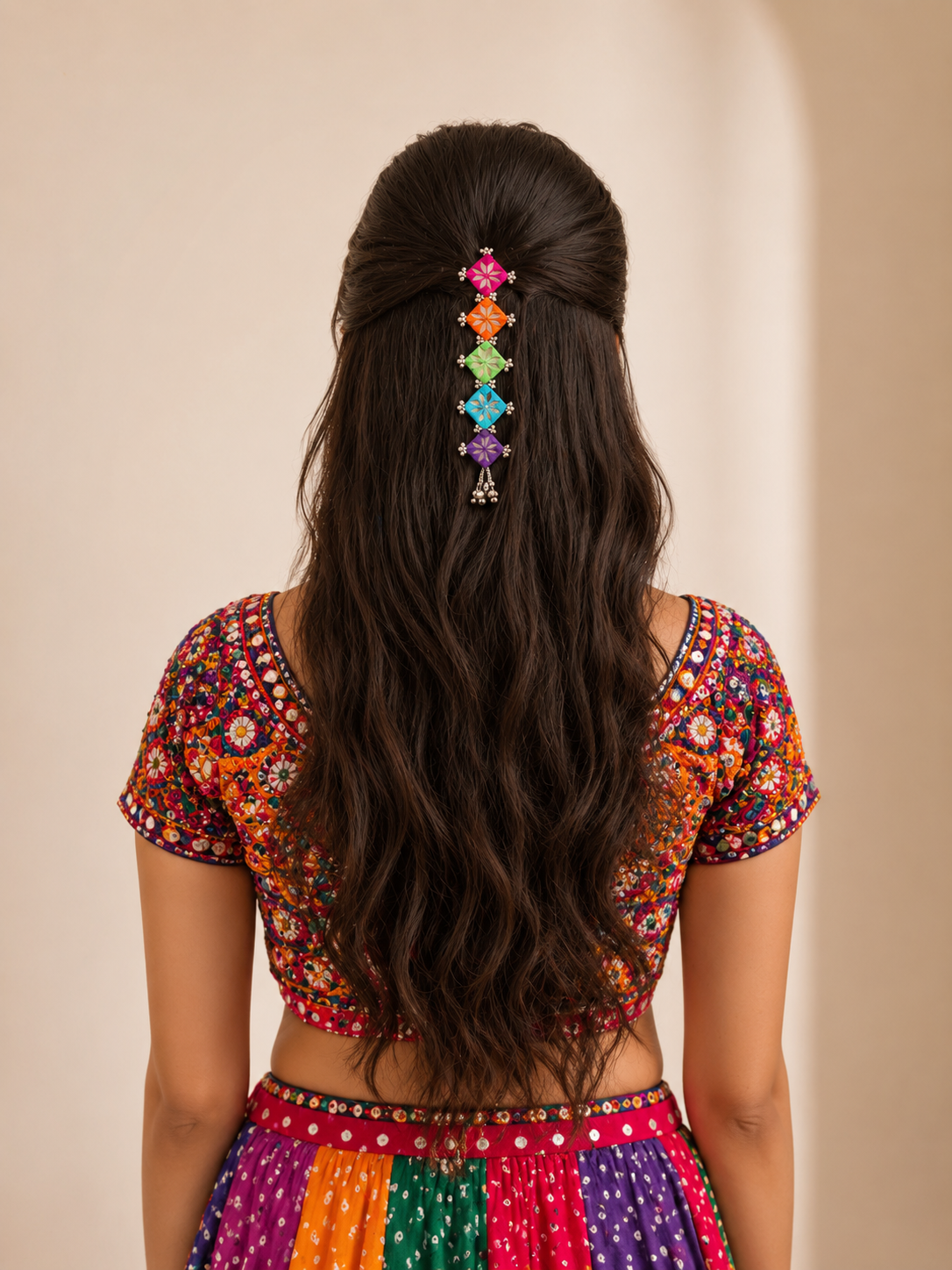 Handmade Navratri Hair Accessories for Women | Traditional Mirror Work Hair Brooch & Boho Hair Jewellery (Copy)