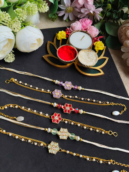 Premium Handmade Couple Rakhi Pair Set with Lumba | Bhai Bhabhi Rakhi | Kundan Stone & Ghungroo Rakhi | Designer Raksha Bandhan Couple Rakhi 2026 | Handmade Rakhi (Set of 3 pairs)