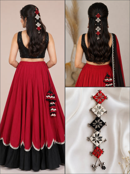 Navratri Hair Accessories for Women | Traditional Mirror Work Hair Brooch & Boho Hair Jewellery