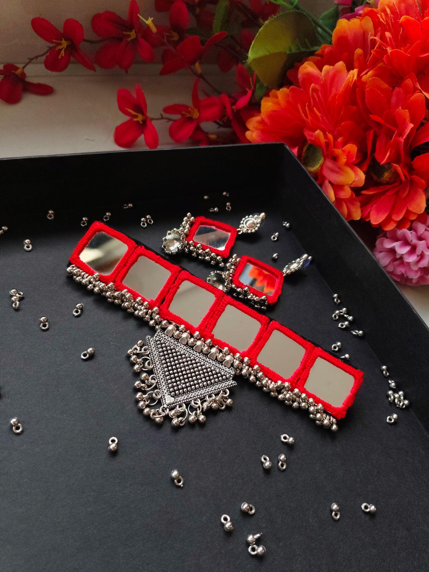 Single Colored Mirrorwork necklace Set