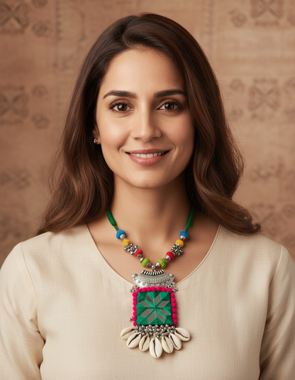 Navratri long mirror necklace set| Gujrati jewellery for women| Dandiya jewellery set| Navratri collection